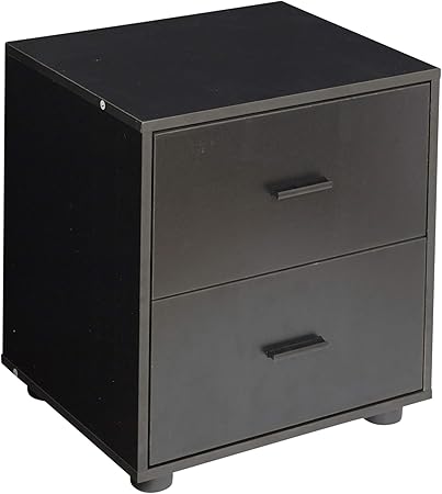 Urbnliving Table De Chevet Avec Tiroir Contemporain 2 Drawers Noir Amazon Fr Cuisine Maison