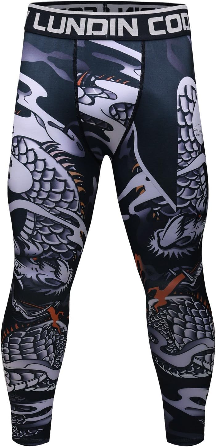 Red PlumeMen's Sports Compression Pants Tights Baselayer Workout Cool Dry Long Running Leggings