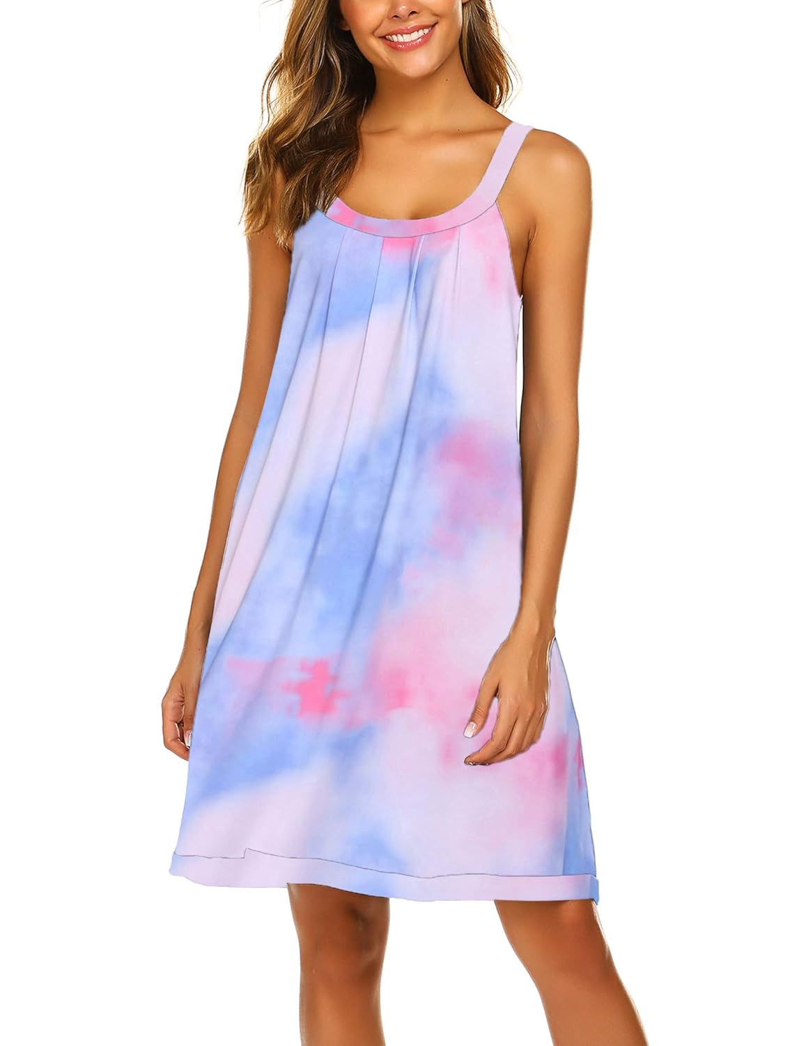 Buy Ekouaer Sexy Sleepwear for Women Tank Nightgown Chemise Sleeveless Sleep Dress Tie Dye Pink 