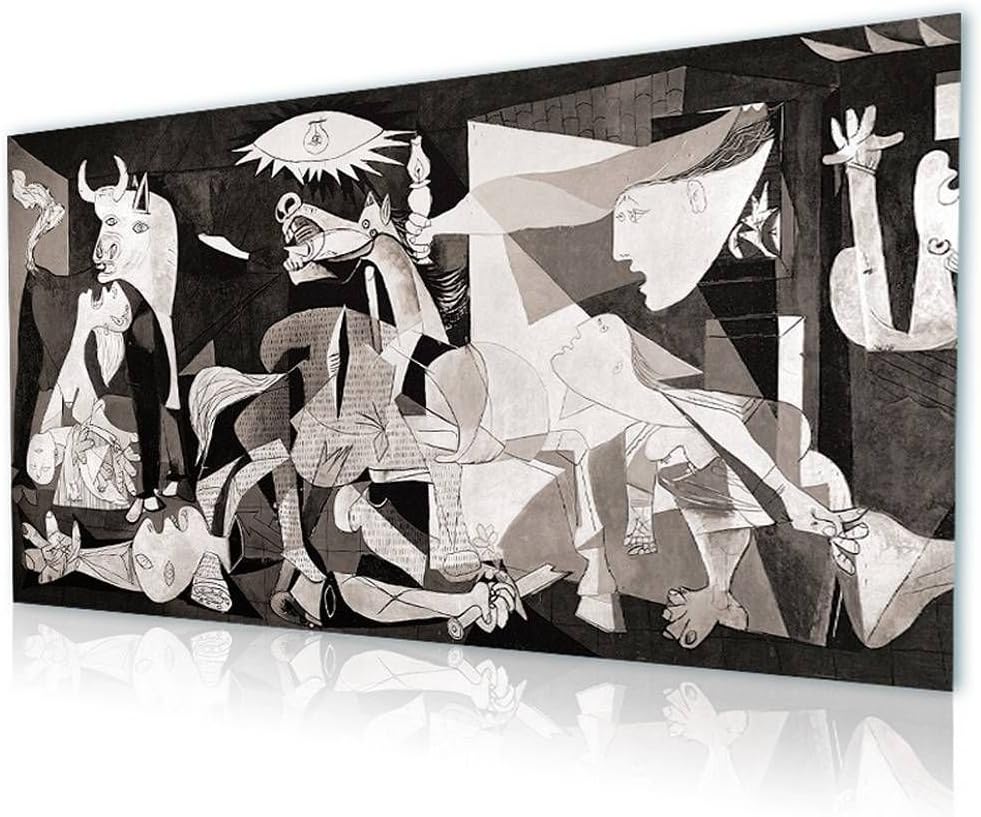 Alonline Art - Guernica Pablo Picasso Print On Canvas (100% Cotton, UNFRAMED Unmounted) 36"x16" - 91x41cm Wall Decor Wall Art Pictures Canvas for Home Decor Oil Paintings Prints Canvas for Kitchen