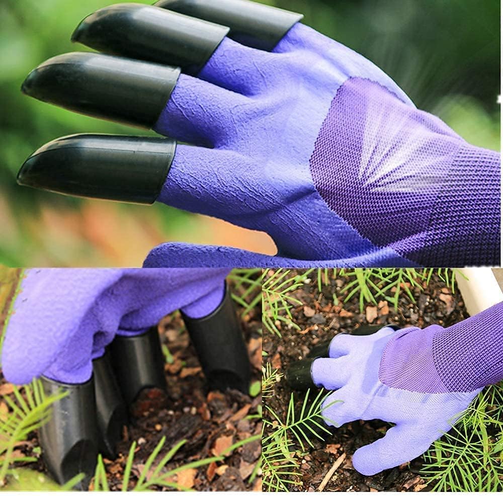 XJYAMUS Gardening Gloves, Waterproof Garden Gloves with Claw For Digging Planting, Best Gardening Gifts for Women and Men. (Purple): Clothing