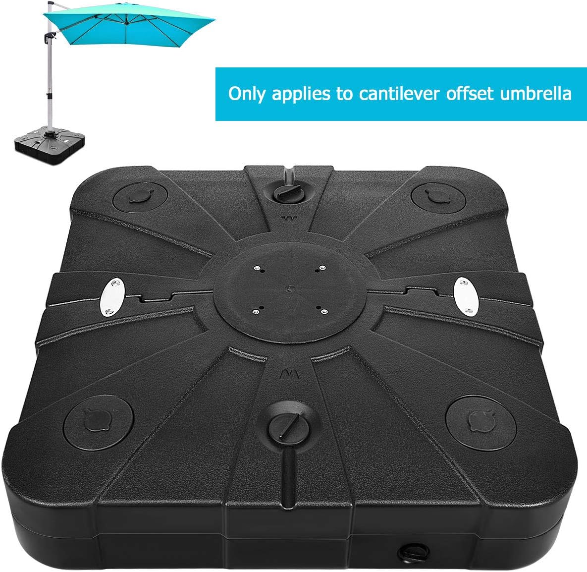 Giantex 260lbs Offset Patio Umbrella Base with Wheels, Water Sand Filled Square