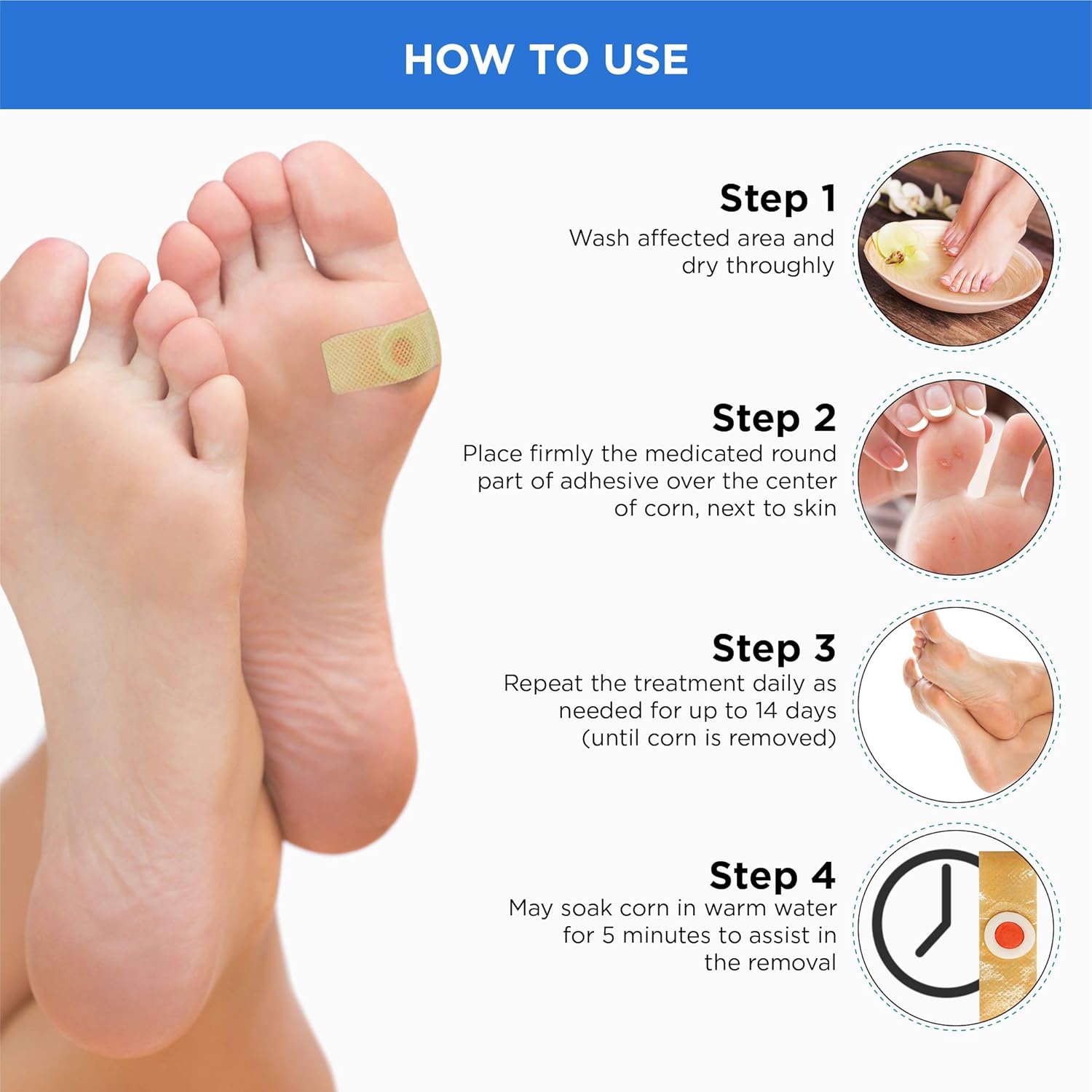 LAUCAR Corn Remover Pads - 42 Adhesive Patches for Hand, Finger, Feet, Toe Corn, Wart, and Callus Removal - Cushions to Relieve Pressure and Pain- Maximum Strength Formula - Healing and Protection : Beauty