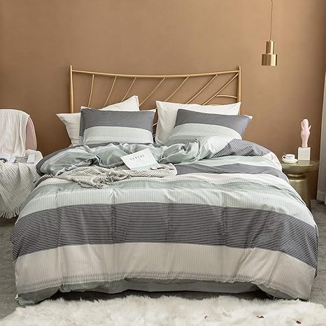 Lurson Pinstripe Duvet Cover Twin Size Blue And White Striped