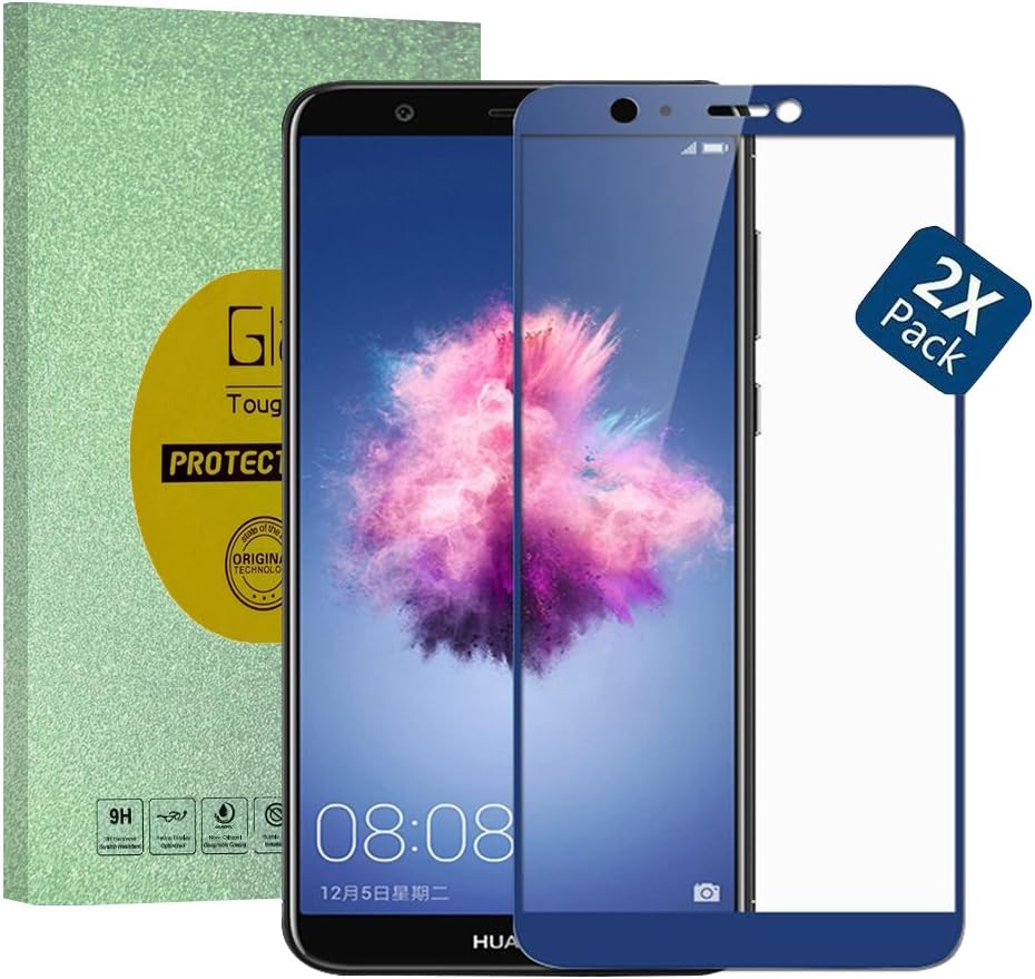 Rockwey [1 Pack] For Huawei Y6 (2018) Screen Protector,0.26mm 9H Tempered Glass Screen Protector for[Full Screen Coverage]-Blue