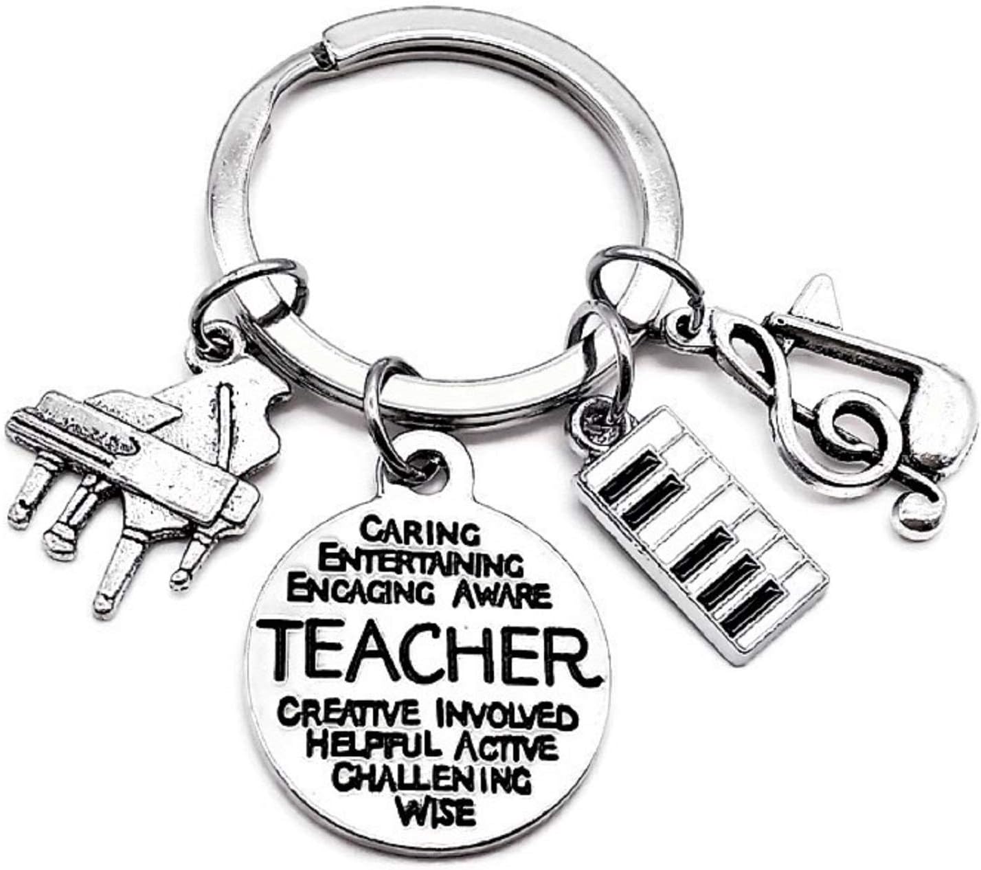 Piano Teacher Keychain, Piano Keychain, Music Keychain, Music Teacher Keychain, Music Note Keychain, Musical Instrument Keychain, Piano Keyboard Charm, Music Teacher Gift, Piano Teacher Key Ring