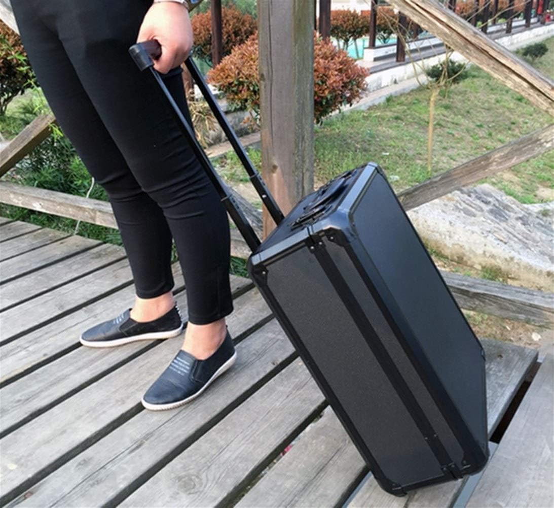 Tool box 365 * 465 * 180mm Aluminum Trolley Case Toolbox Tool Case Protective Camera Case Equipment Box With Pre-cut Foam Lining toolbox (Color : Black with foam)