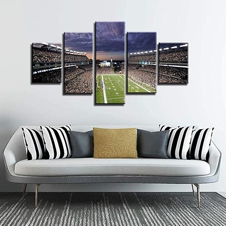 60wx32h New England Patriots Wall Decor Abstract Art Paintings 5 Piece Canvas Picture Artwork Living Room Nfl Prints Poster Football Decoration Wooden Framed Ready To Hang Sports Outdoors Home Garden
