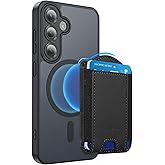 HiWe for MagSafe Wallet for Galaxy S25/S24 Series with Magnetic Case and iPhone 17/16/15/14/13/12 Series, No Case, 6 Cards Holder, RFID Leather Slim, Black