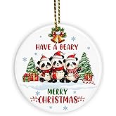 Panda Christmas Tree Ornaments, Cute Pandas in Santa Hats and Light Strings Ornament, Christmas Decorations for Panda Lovers, Animal Tree Decor, Animal Lover Gifts for Girls Women Kids, Have a Beary