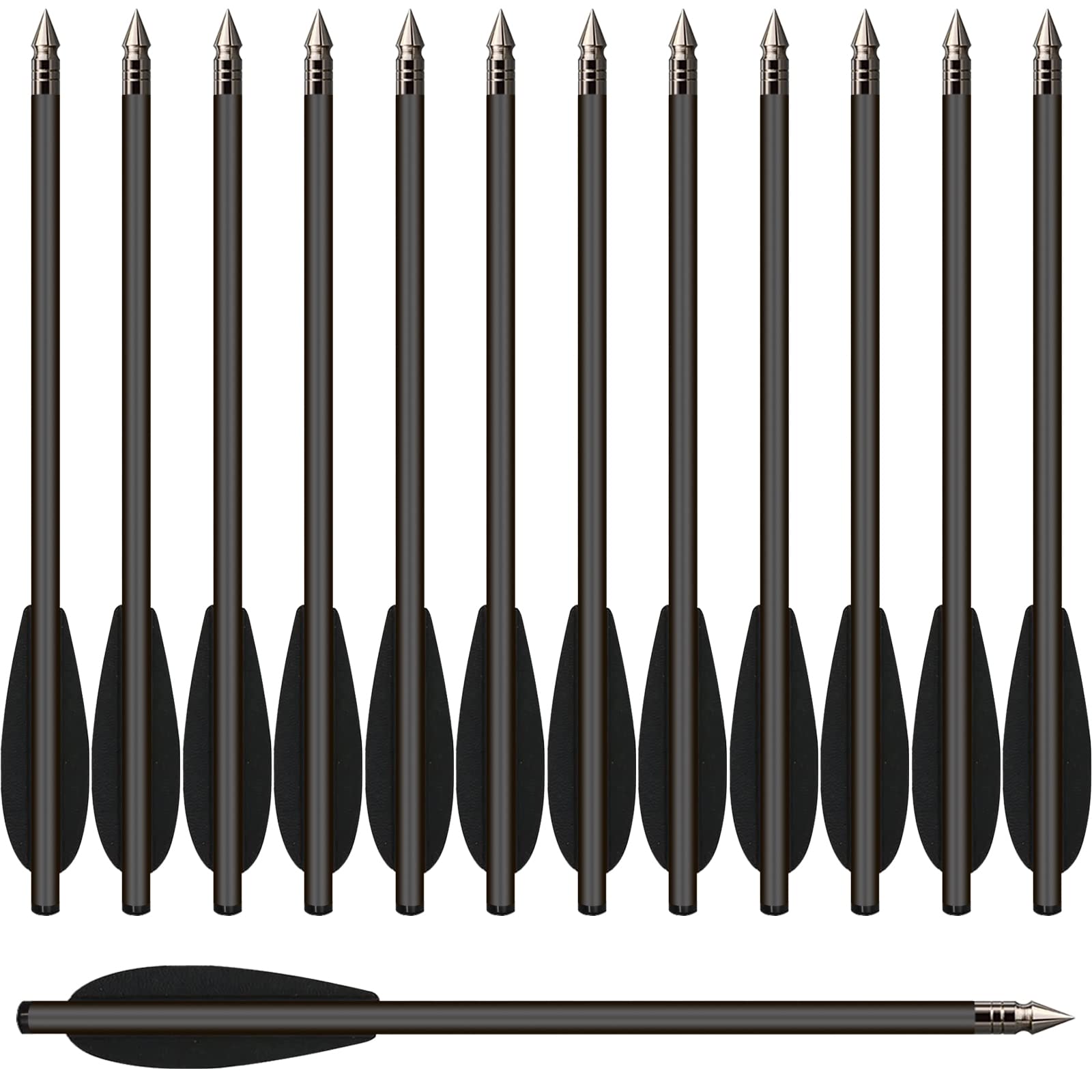 12/24pcs 6.3'' Aluminium Crossbow Bolts,Mini Crossbow Arrows with Sharp Steel Tip for 50-80lbs Pistol Crossbow Precision Target Shooting Practice, Small Hunting Game, Outdoor Fishing (12pcs black)