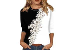 ROKIACDE 3/4 Sleeve Tops for Women Summer Ladies Graphic Tee Trendy Shirts for Women 2024 Womens 3/4 Sleeve Blouses