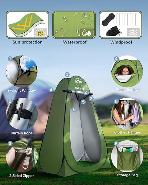 CAMPING TOILET WITH POP-UP PRIVACY TENT AND LIQUID WASTE GEL, PORTABLE TOILET FOR CAMPING WITH LARGE TENT, ERGONOMIC POTTY PROVIDES ENHANCED COMFORT, SUITABLE FOR ALL AGES