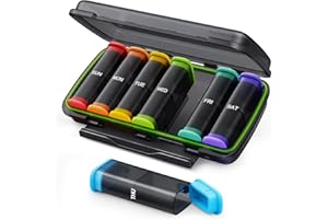 AUVON Sleek Weekly Pill Organizer 2 Times a Day with Double Moisture-Proof Design, Compact AM PM Pill Box 7 Day, Pill Case, L