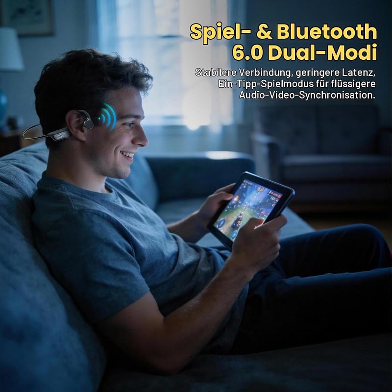 Knochenschall Kopfhörer, Bluetooth 6.0 Open Ear Kopfhörer