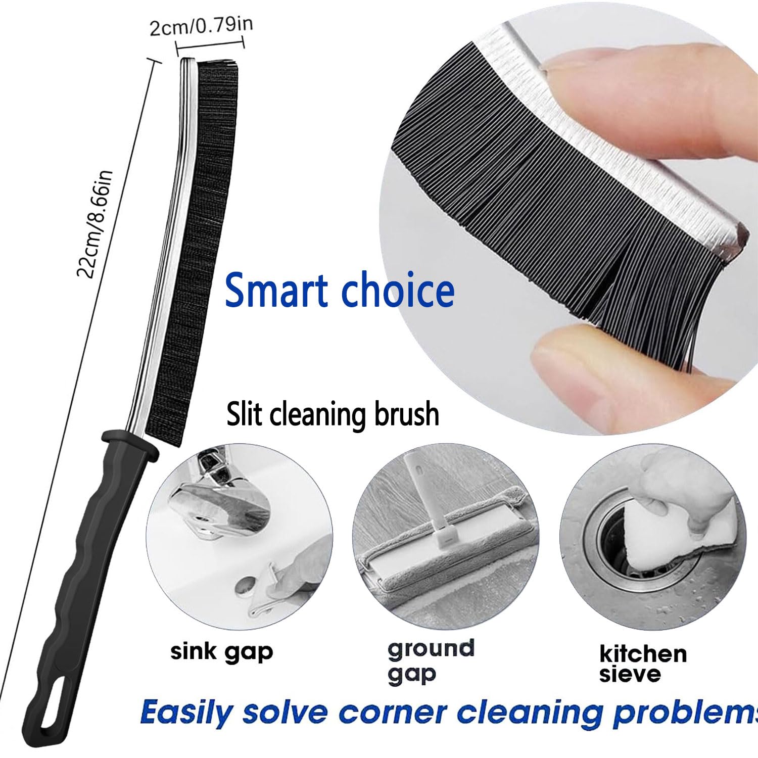 Crevice Cleaning Brush, Bathroom Gap Cleaning Brush, Hard Bristle Brush for Cleaning, Multifunctional Gap Brush, for Blind, Baseboard, Fan, Window or Sliding Door Track (5pcs)