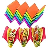Colorful Taco Holder Stands Set of 6 - Premium Large Taco Tray Plates Holds Up to 3 or 2 Tacos Each, PP Health Material Very 