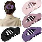 Atoden Flat Hair Clips Duckbill Large Claw Clips for Thick Medium Thin Hair 4Pcs Non Slip French Barrettes Accessories for Women Girls Oval Round Shape Purple Black