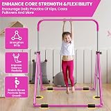 FINGER TEN Foldable Gymnastics Bar for Kids 35-51 in Adjustable Height Pink Blue view 6