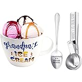 Dolficy Grandpa Gifts, Grandpa Birthday Gift from Grandkids, Grandpa's Ice Cream Bowl Scoop Shovel Spoon Set, Grandpa’s Ice Cream Gift, Christmas Birthday Grandparents Day Present for Him Man