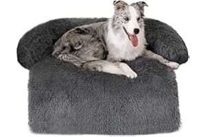 WELLYELO Dog Couch Bed Medium Calming Dog Bed Dog Sofa Couch Beds for Medium Dogs and Cats Fluffy Plush Dog Mats for Furniture Protector with Washable Cover (35x31x5, Gray)