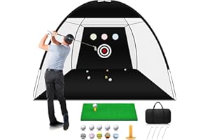 RUBDARK Golf Practice Net,10x7ft Golf Hitting Nets for Backyard Driving,Golf Chipping Swing with Targets /1 Golf Mat/10 Golf Balls/1 Golf Bag - Golf Accessories for Men Indoor Outdoor Home Sports Game