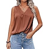 Zeagoo Womens 2025 Silk Satin Tank Tops V Neck Casual Cami Sleeveless Camisole Blouses Summer Basic Tank Shirt
