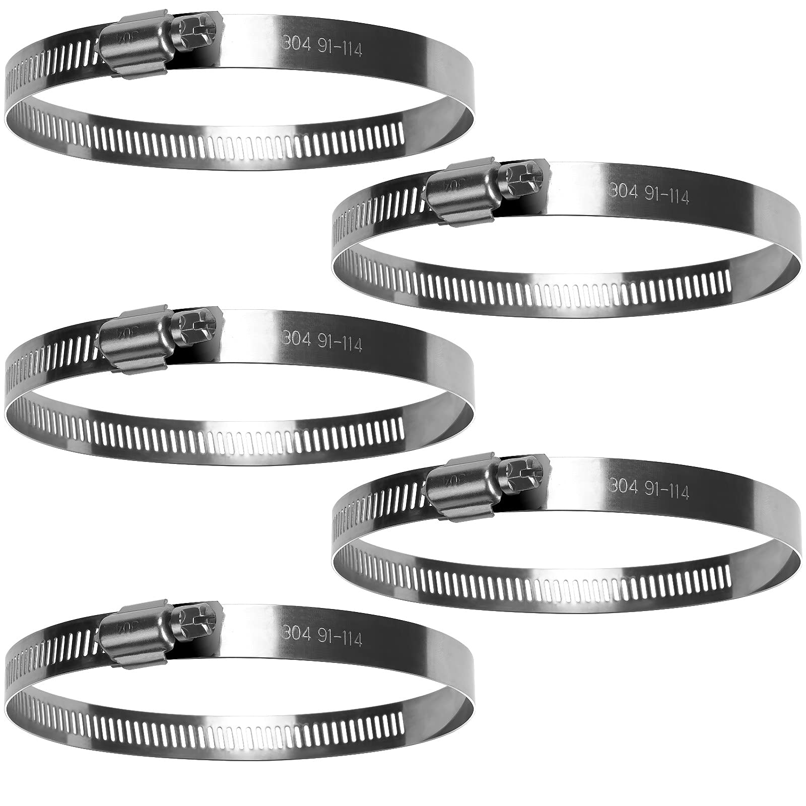 5 Pack Jubilee Clips Hose Clips 91-114 mm Adjustable Ducting Clamps for Securing Hoses and Pipes Tube