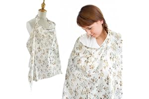 ETOMIEL Muslin Nursing Cover for Baby Breastfeeding, Privacy Feeding Cover for Mom Breathable, Soft Cotton Nursing Apron with Hard Hoop(Floral)