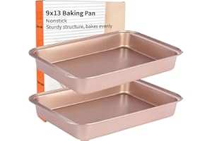 Barlket 9x13 Baking Pan, Rectangle Cake Pan Nonstick, Bakeware Baking Pans for Oven, Easy Clean, Carbon Steel Cake Pan for La