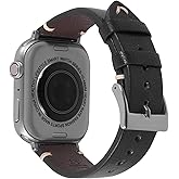 Rugged Genuine Leather Bands Compatible with Apple Watch 49mm 46mm 44mm 45mm 42mm 41mm 40mm 38mm for Women Men, Durable Wide Watch Replacement Straps for iWatch Ultra SE 11 10 9 8 7 6 5 4 3 2 1