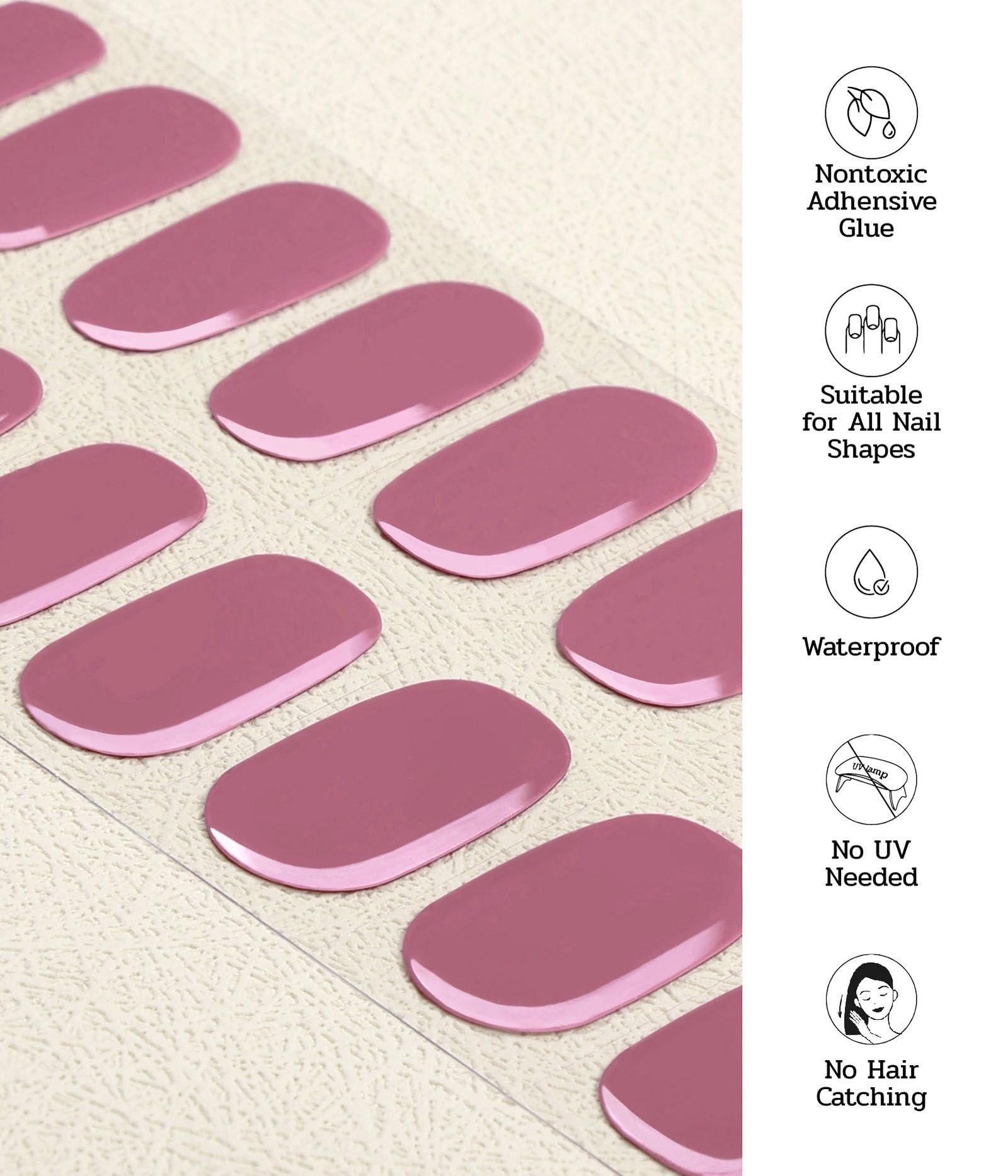 ruyeefam Nail Polish Strips - 22 Pcs Salon Quality Gel Nail Stickers - Long Lasting Wraps (Drama Queen Jam Pink) - Image 4