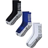 RATIVE Anti Slip Non Skid Ankle and Crew Socks with Grippers for Men Women