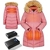 OAOA innovation Heated Long Jackets for Women，2 PACK 12000mAh Power Bank With 5 Heating Zones，Winter Warm Heated Coat Outdoor
