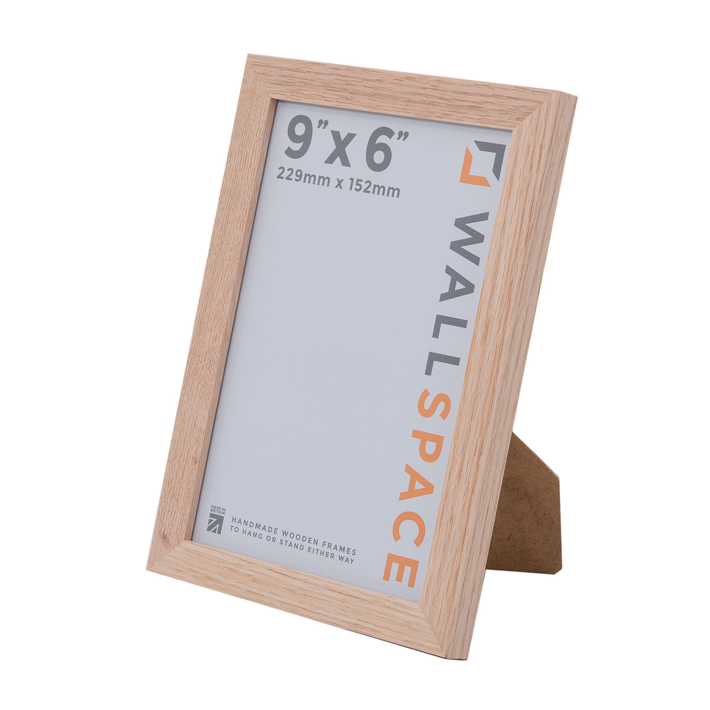 Wall Space 9x6 Oak Picture Frame | Oak 6x9 Photo Frame | 9 x 6 inch | 229x152mm | 22.9x15.2cm | Real Wood with Glass | Handmade Wooden Made in UK — image 1