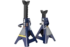 TCE AT43002AU Torin Steel Jack Stands: Double Locking, 3 Ton (6,000 lb) Capacity, Blue, 1 Pair