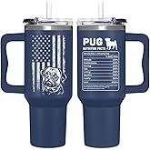 Couple Fox Pug Gifts For Men, Pug Owner Tumbler, Birthday, Fathers Day Gift For Men, Christmas Presents For Dad, From Dogs To Dad, Dog Tumbler 40oz With Handle