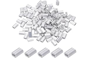 PATIKIL 1/16"/ 1.5mm Aluminum Crimping Loop Sleeves, 120Pcs Cable Crimp Ferrules Wire Rope Sleeves Loops for Rigging Railing,