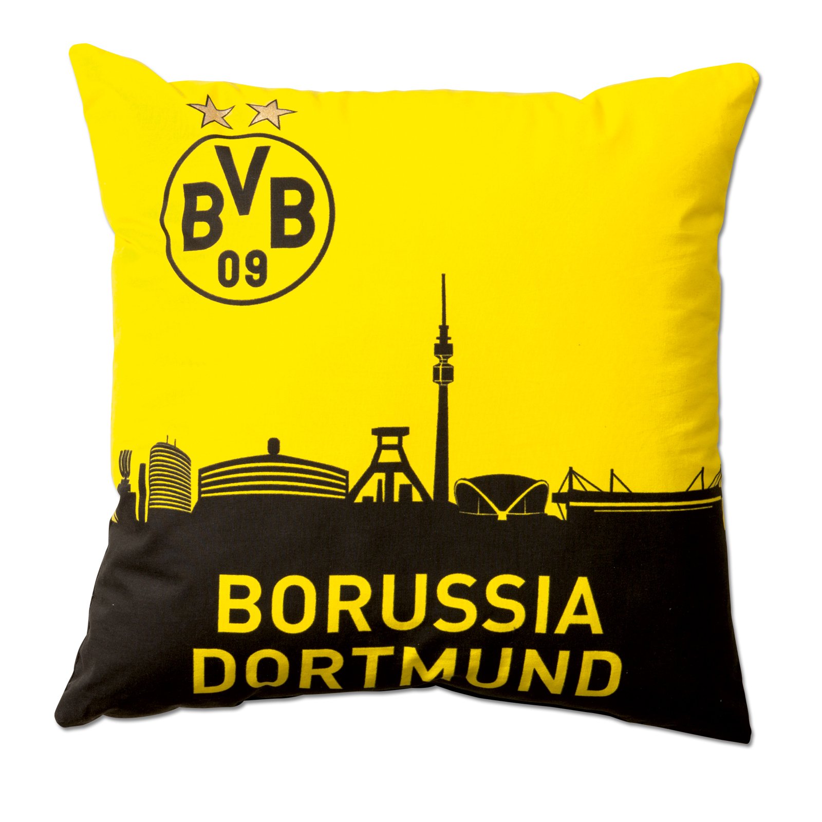 Borussia Dortmund, Pillow with skyline, black-yellow, 40x40