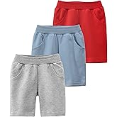 TLAENSON Toddler Boys Summer Cotton Shorts with Pocket, Baby Pull-On Casual Active Jogger Shorts 2-Pack /3-Pack
