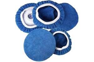 ZYTC Car Polishing Waxing Sleeve Polisher Pad Bonnet Microfiber Pad Soft Pack of 5 (Dark Blue, 7"-8")