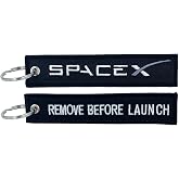 BLACK SpaceX REMOVE BEFORE LAUNCH Luggage Tag zipper pull keychain Space X