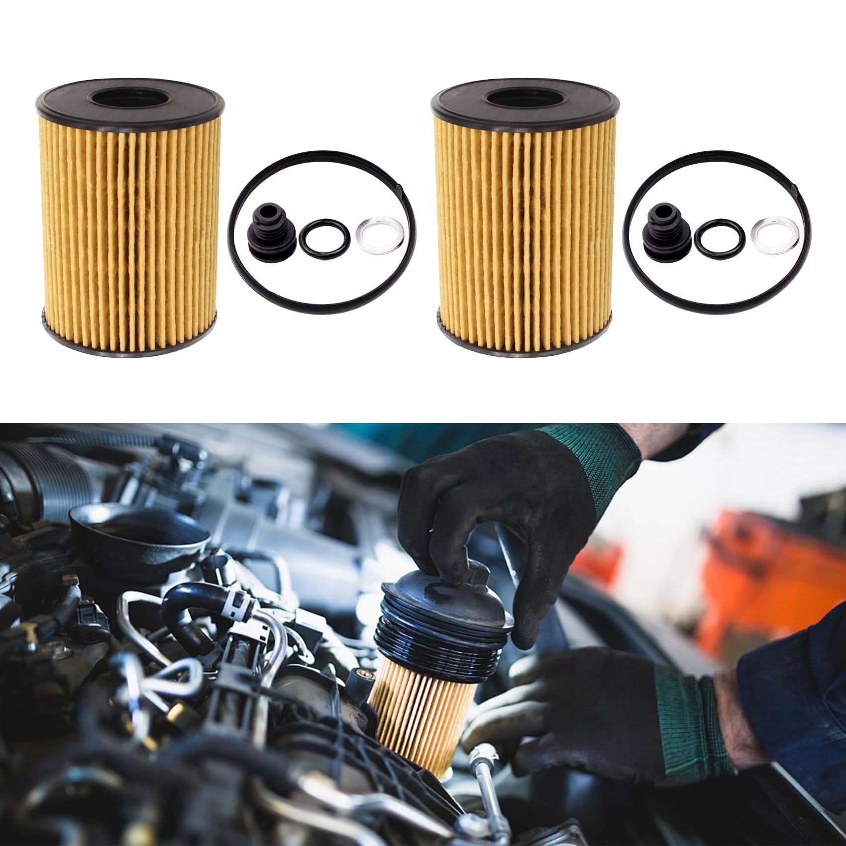 Photo 1 of 2PCS Oil Filter, Automotive Replacement Oil Filters, Car Parts Engine Oil Filter Compatible with 2022-2023 Hyundai Sonata, Kia Sorento 2.5 L, Replaces# 263502S000, 26350-2R000