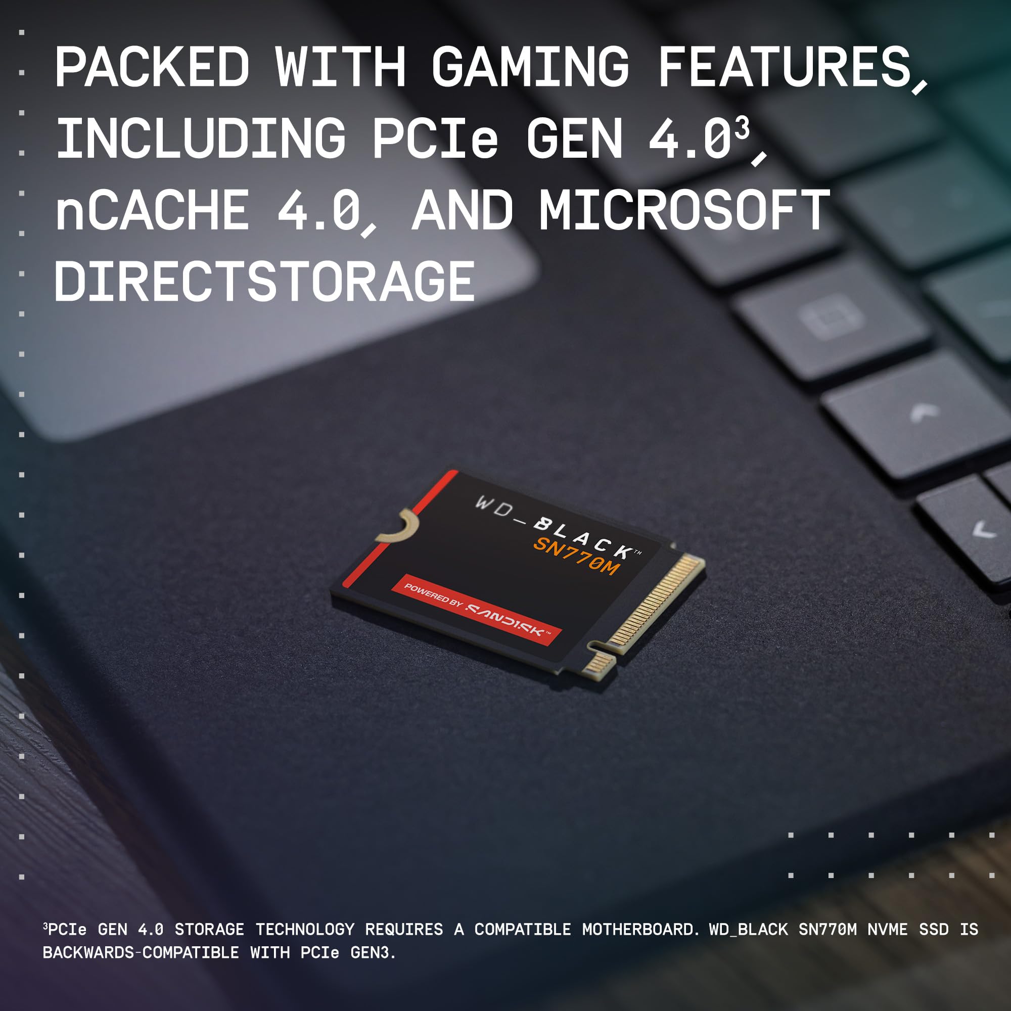 WD_BLACK SN770M 2TB M.2 2230 NVMeSSD - PCIe Gen 4.0, Speeds up to 5,150 MB/s, for Handheld Gaming Devices and Compatible laptops, Great for Asus ROG Ally, Steam Deck - WDBDNH0020BBK-WRSN