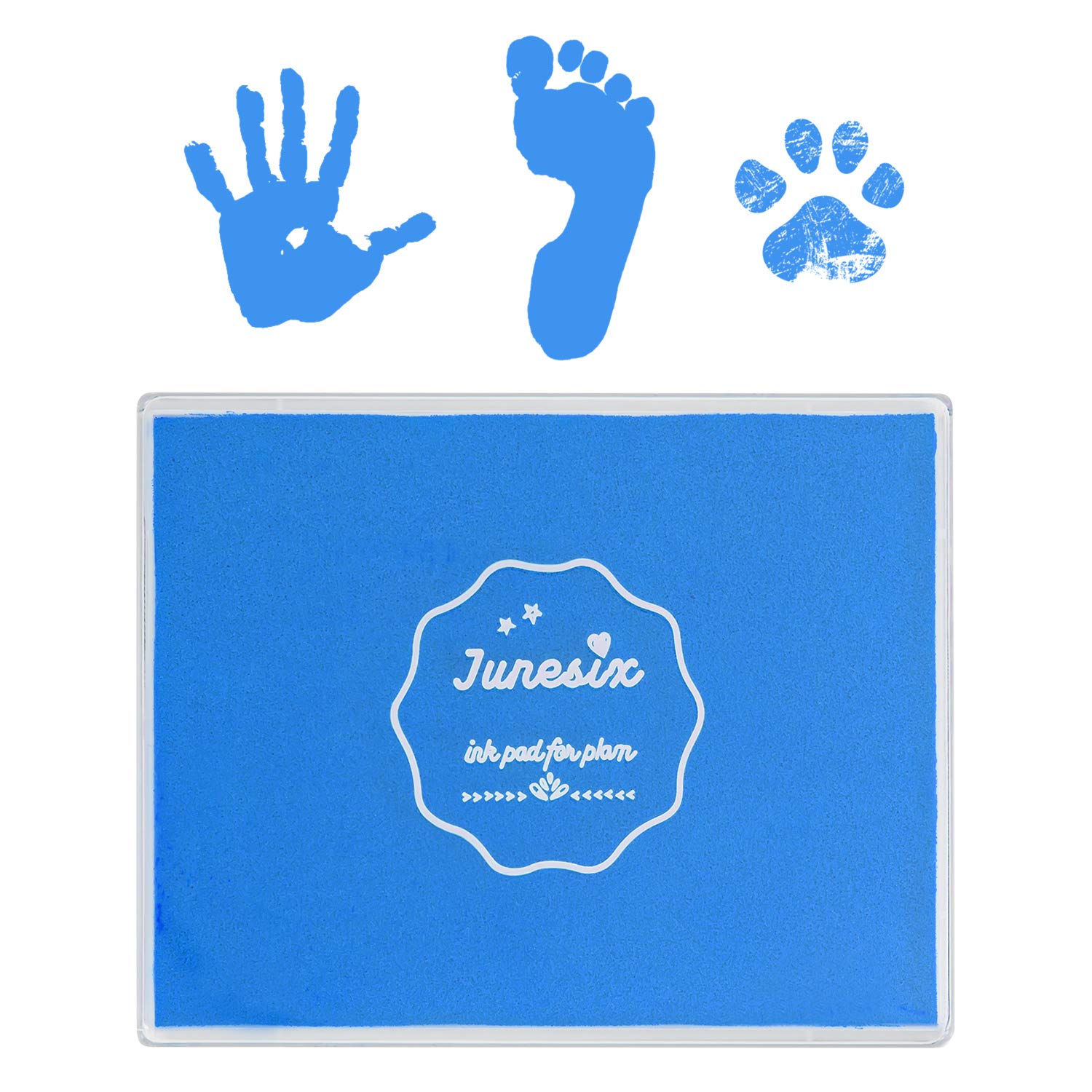 Ink Pad, 5x4'' Washable Non-Toxic Ink Stamp Pad for Baby Footprint Handprint, Sky Blue — image 1