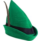 DigiTizerArt Felt Robin Hood Hat, Green Tyrolean Alpine German Oktoberfest Costume Headwear, Adult One Size Dress Up