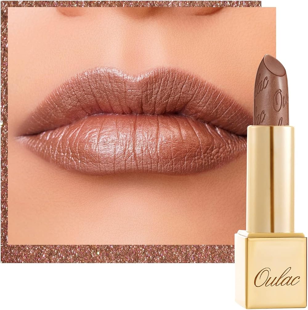 Oulac Metallic Shine Glitter Lipstick Brown High Impact Lipcolor 4.3 g