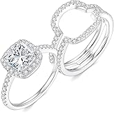 2.5CT Moissanite Wedding Ring Set for Women D Color VVS1 Cushion Cut Bridal Set Wedding Bands S925 Sterling Silver with 18K White Gold Plated Engagement Anniversary Rings for Her Size 4-9