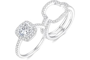 SSJSSJ 2.5CT Moissanite Wedding Ring Set for Women D Color VVS1 Cushion Cut Bridal Set Wedding Bands S925 Sterling Silver with 18K White Gold Plated Engagement Anniversary Rings for Her Size 4-9
