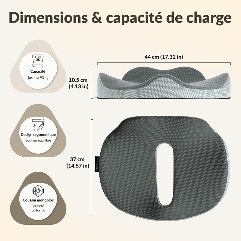 Coussin d'assise orthopédique - Coussin d'assise Ergonomique pour Chaise de Bureau